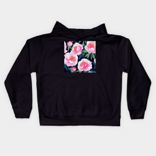 Watercolor peony painting Kids Hoodie